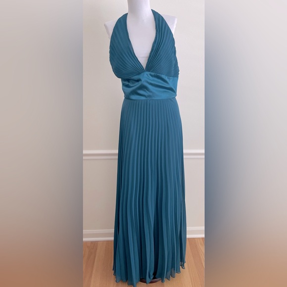 ABS Allen Schwartz Dresses Vintage Jewel Toned Halter Pleated Dress 